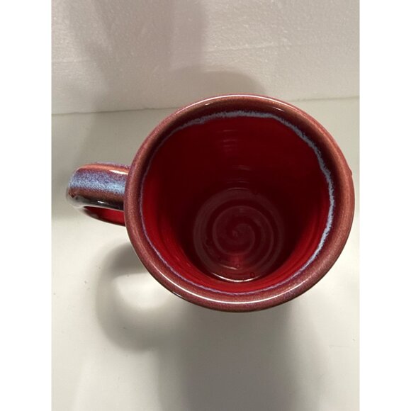 Westhampton Beach Brewing Co. NY Grey Fox Pottery 20 oz Mug  Red & Blue Glaze - Picture 3 of 8